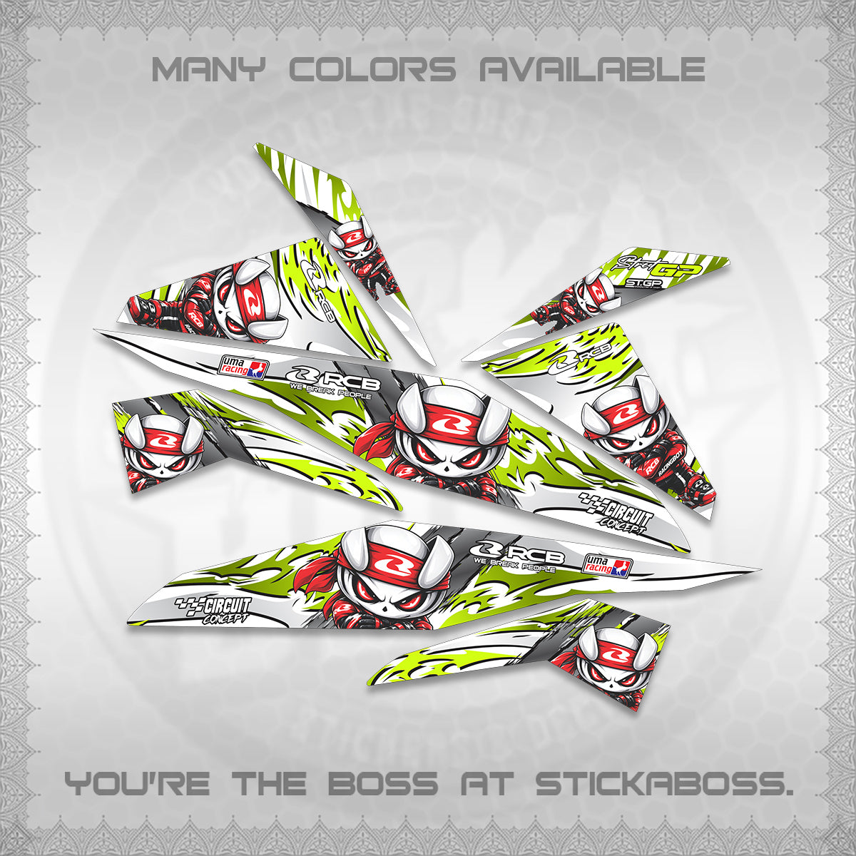 BEAT FI V1 FOR WHITE DECALS (2026 NEW RCB 2.0 DESIGN) STICKER KITS BY STICKABOSS