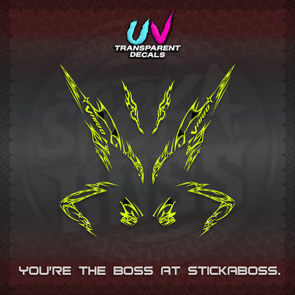 CLICK 125 V2 VARIO UV TRANSPARENT DECALS (2026 TRIBAL LIGHTNING DESIGN) STICKER KITS BY STICKABOSS