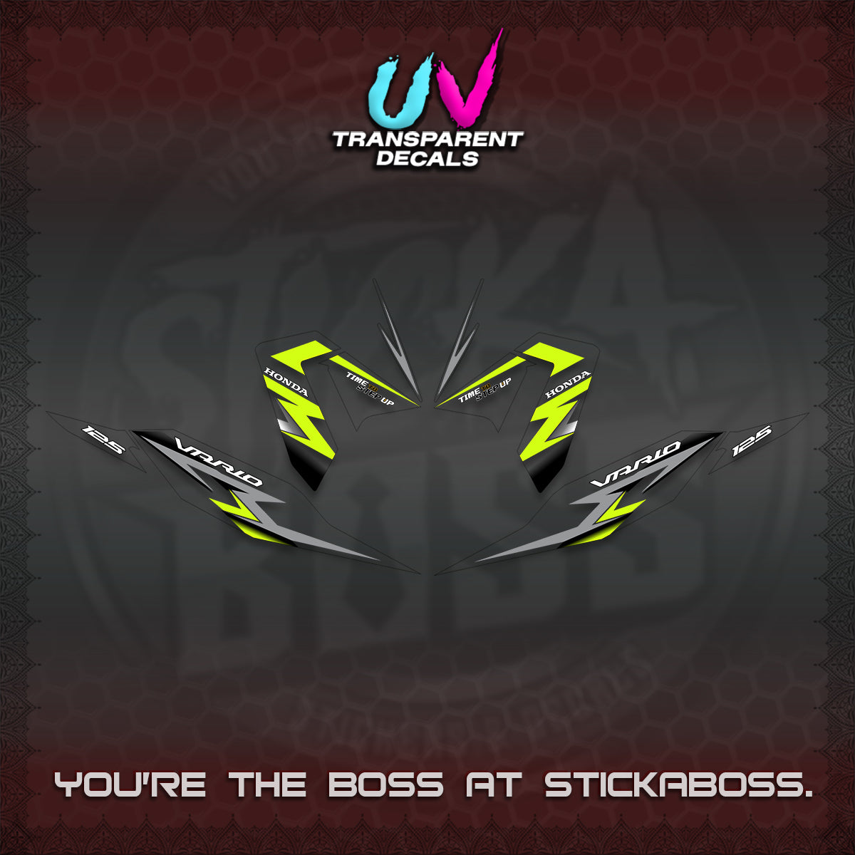 CLICK 125 V4 VARIO UV TRANSPARENT DECALS (2026 VR0006 DESIGN) STICKER KITS BY STICKABOSS