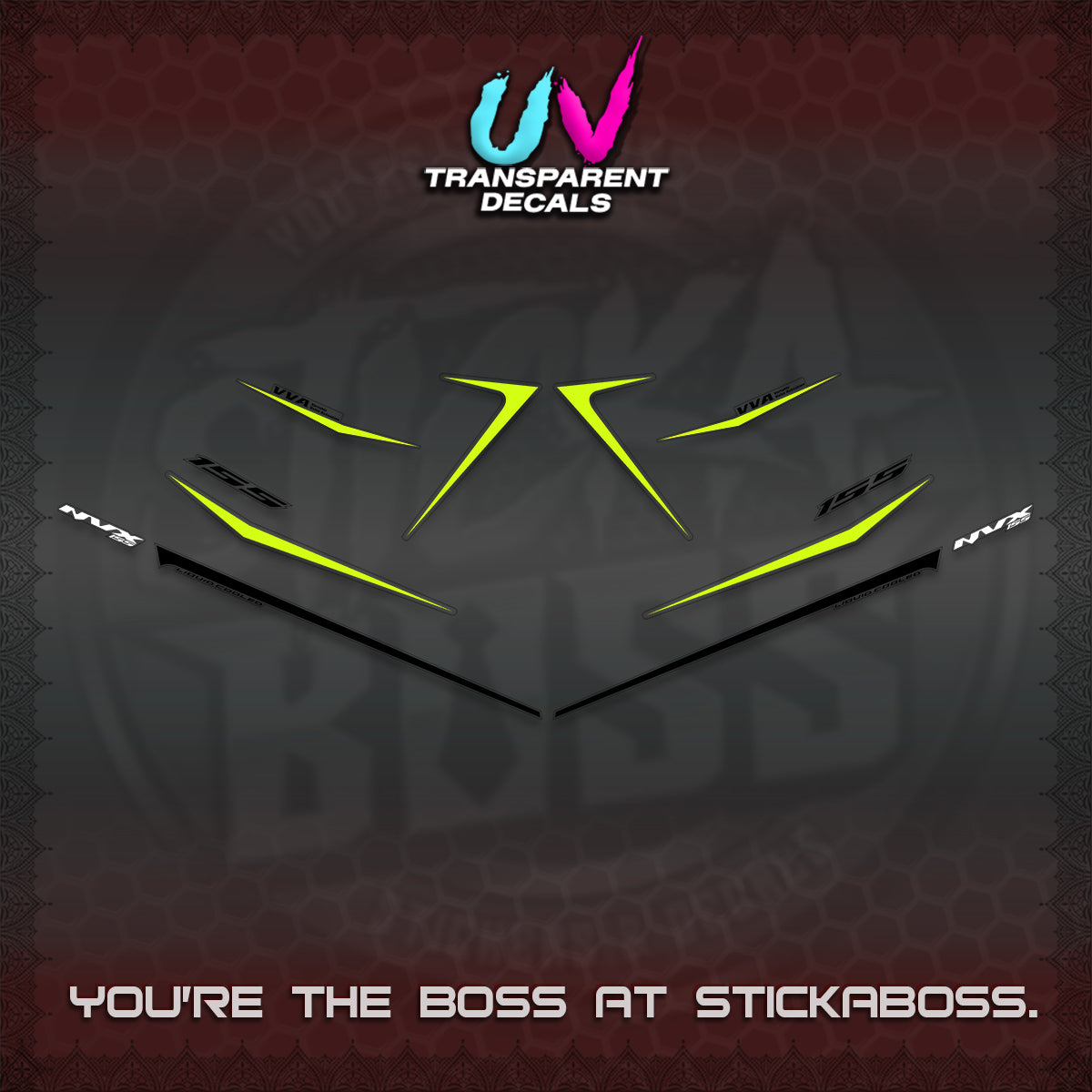 AEROX 155 V2 UV TRANSPARENT DECALS (2026 NVX MINIMALIST 01) STICKER KITS BY STICKABOSS