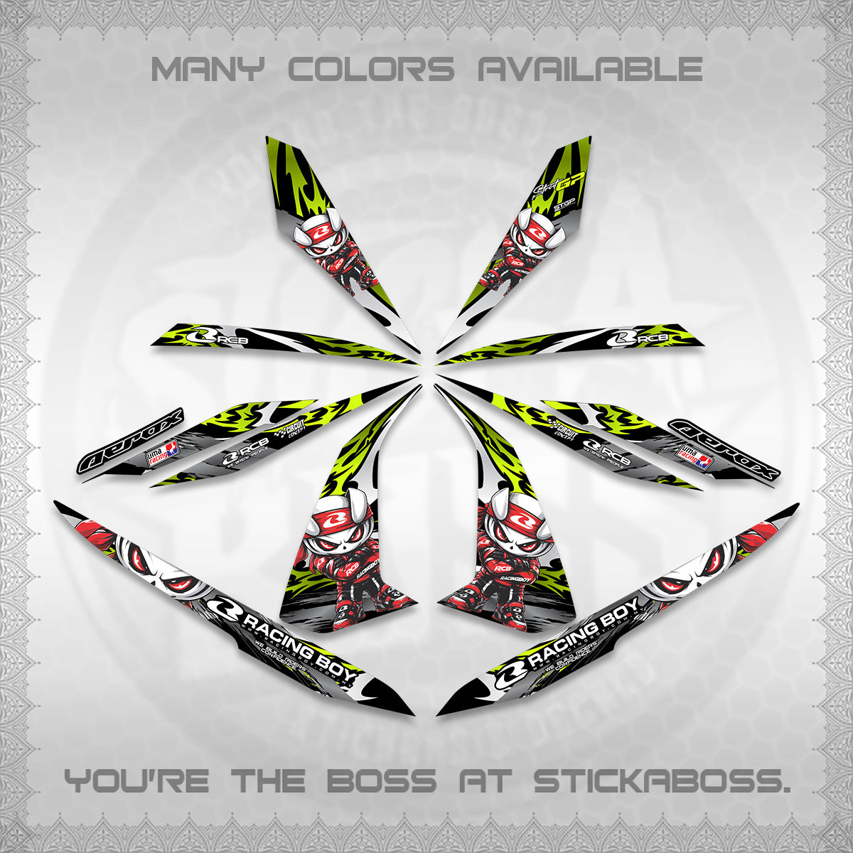 AEROX 155 V1 DECALS (2026 NEW RCB 2.0 DESIGN) STICKER KITS BY STICKABOSS