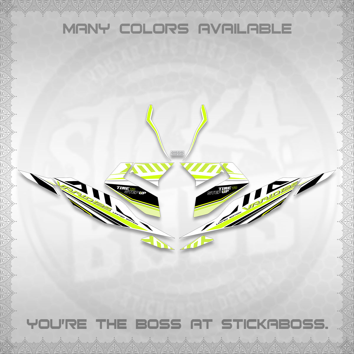 CLICK 125 V4 VARIO FOR WHITE DECALS (2026 VR0007 DESIGN) STICKER KITS By STICKABOSS