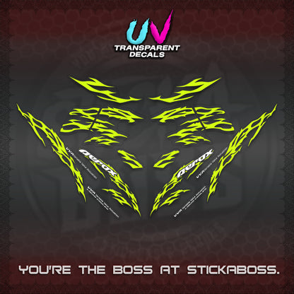 AEROX 155 V2 UV TRANSPARENT DECALS (2026 TRIBAL LIGHTNING DESIGN) STICKER KITS BY STICKABOSS