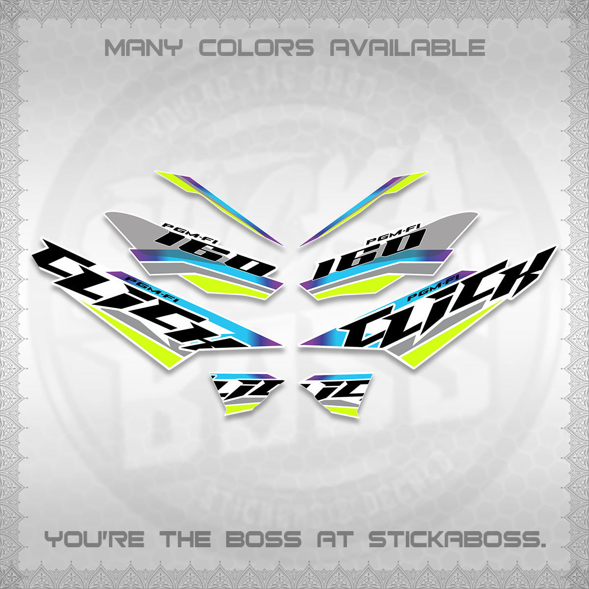 CLICK 160 STRIPING FOR WHITE DECALS (SPORTS RACE STRIPES 01) STICKER KITS BY STICKABOSS