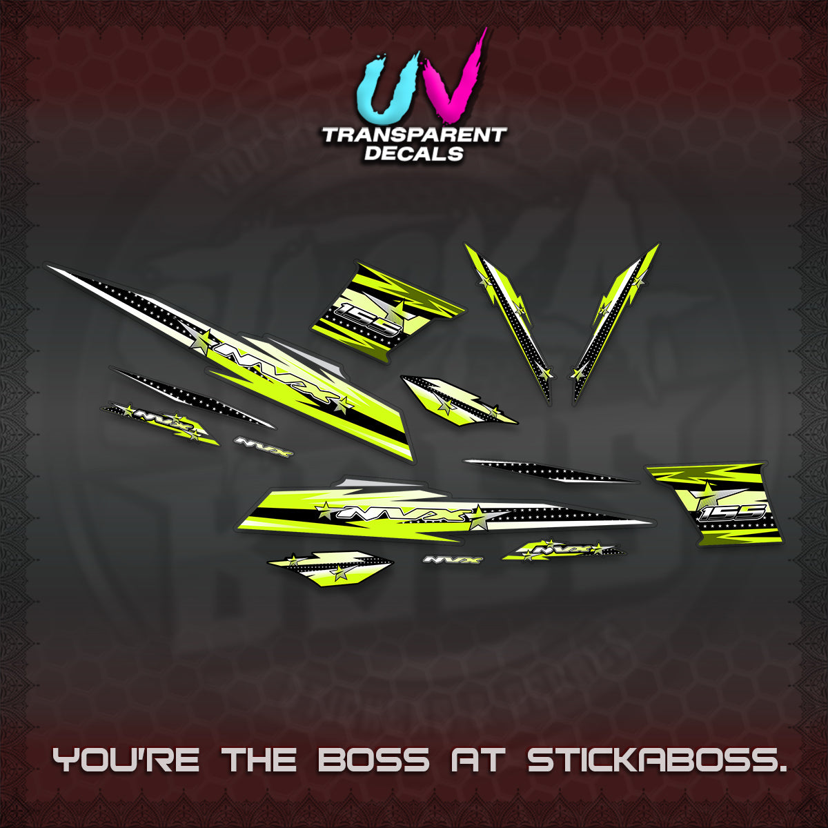 AEROX V2 UV TRANSPARENT DECALS (2026 INDO STAR 001) STICKER KITS BY STICKABOSS