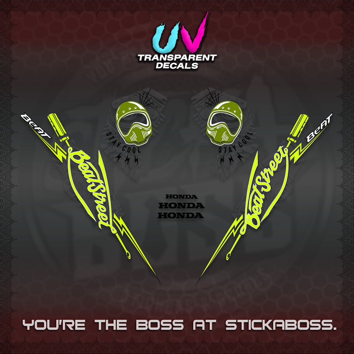 BEAT FI V2 UV TRANSPARENT DECALS (2026 BEATSTREET DESIGN) STICKER KITS BY STICKABOSS