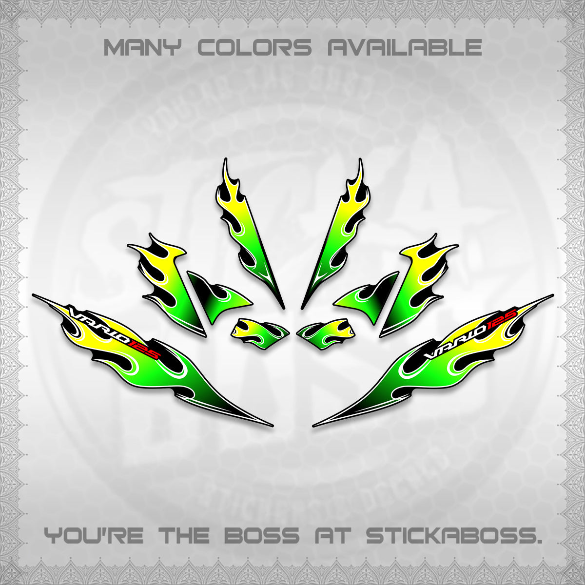 CLICK 125 V4 VARIO DECALS (2026 MOTIF FLAME 2 TONE)STICKER DECALS By STICKABOSS