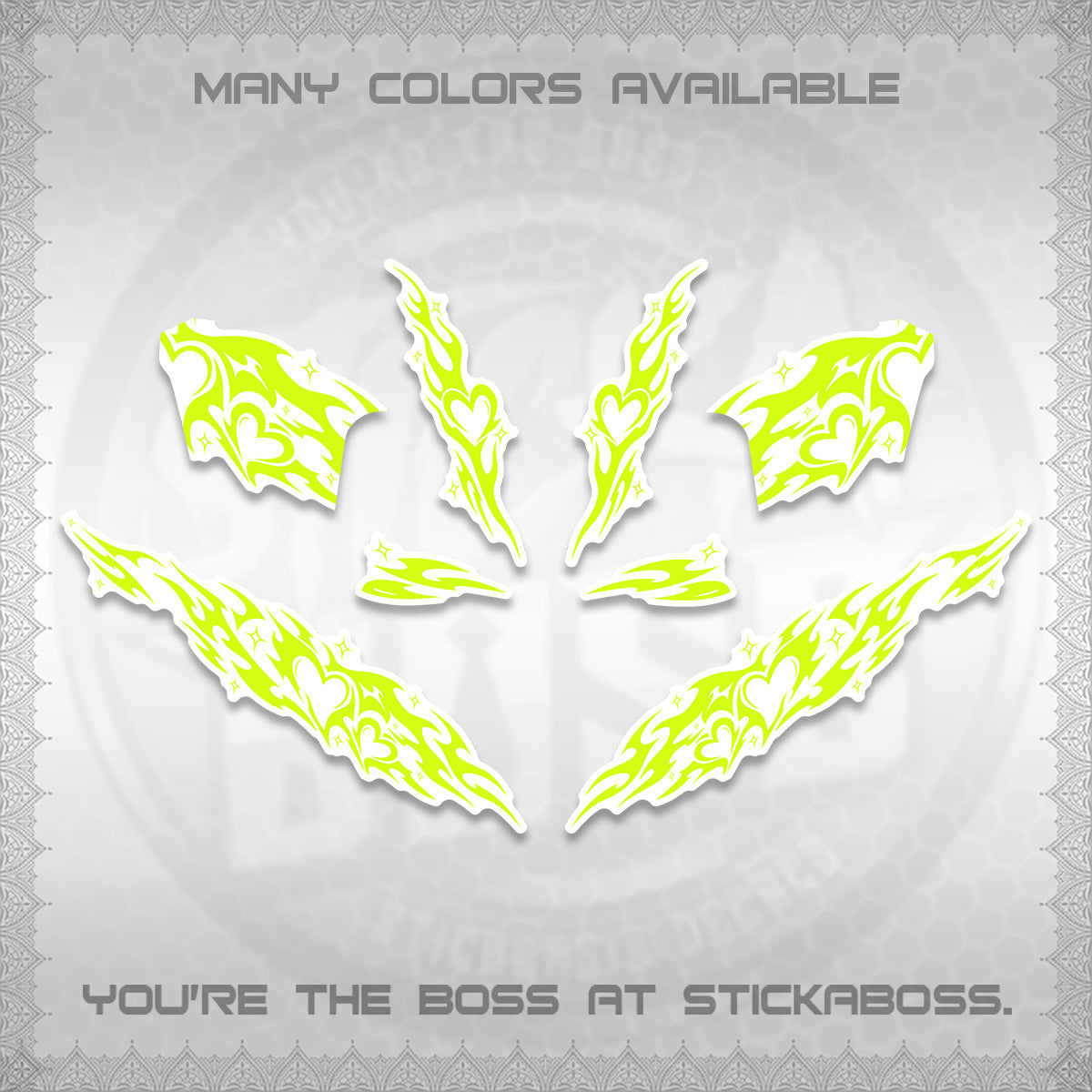 CLICK 125 V2 FOR WHITE DECALS (2026 STRIPING HEART DESIGN) STICKER KITS BY STICKABOSS