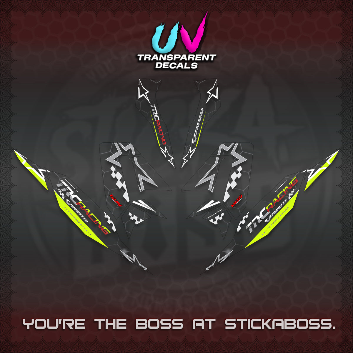 CLICK V4 UV TRANSPARENT DECALS (2026 TRC RACING DESIGN)STICKER KITS By STICKABOSS