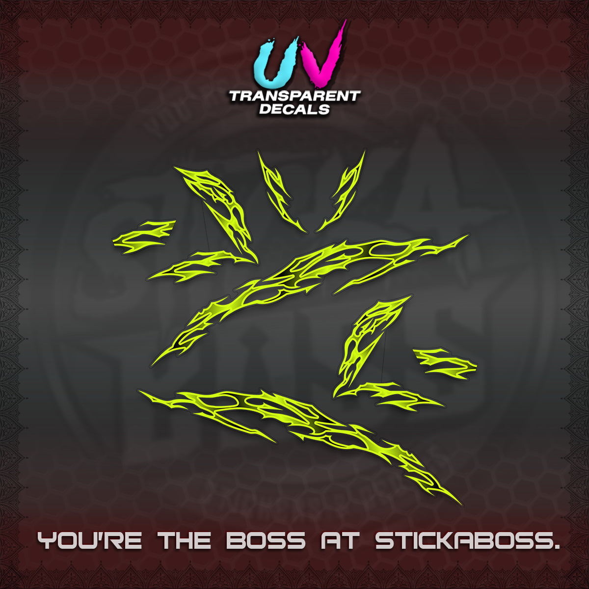 CLICK 125 V3 UV TRANSPARENT DECALS (2026 TRIBAL LIGHTNING DESIGN) STICKER KITS BY STICKABOSS