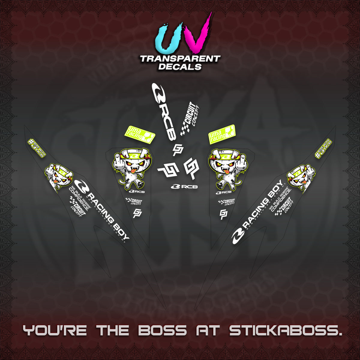CLICK V2 UV TRANSPARENT DECALS (2026 RACE ZOMBIE DESIGN)STICKER DECALS By STICKABOSS