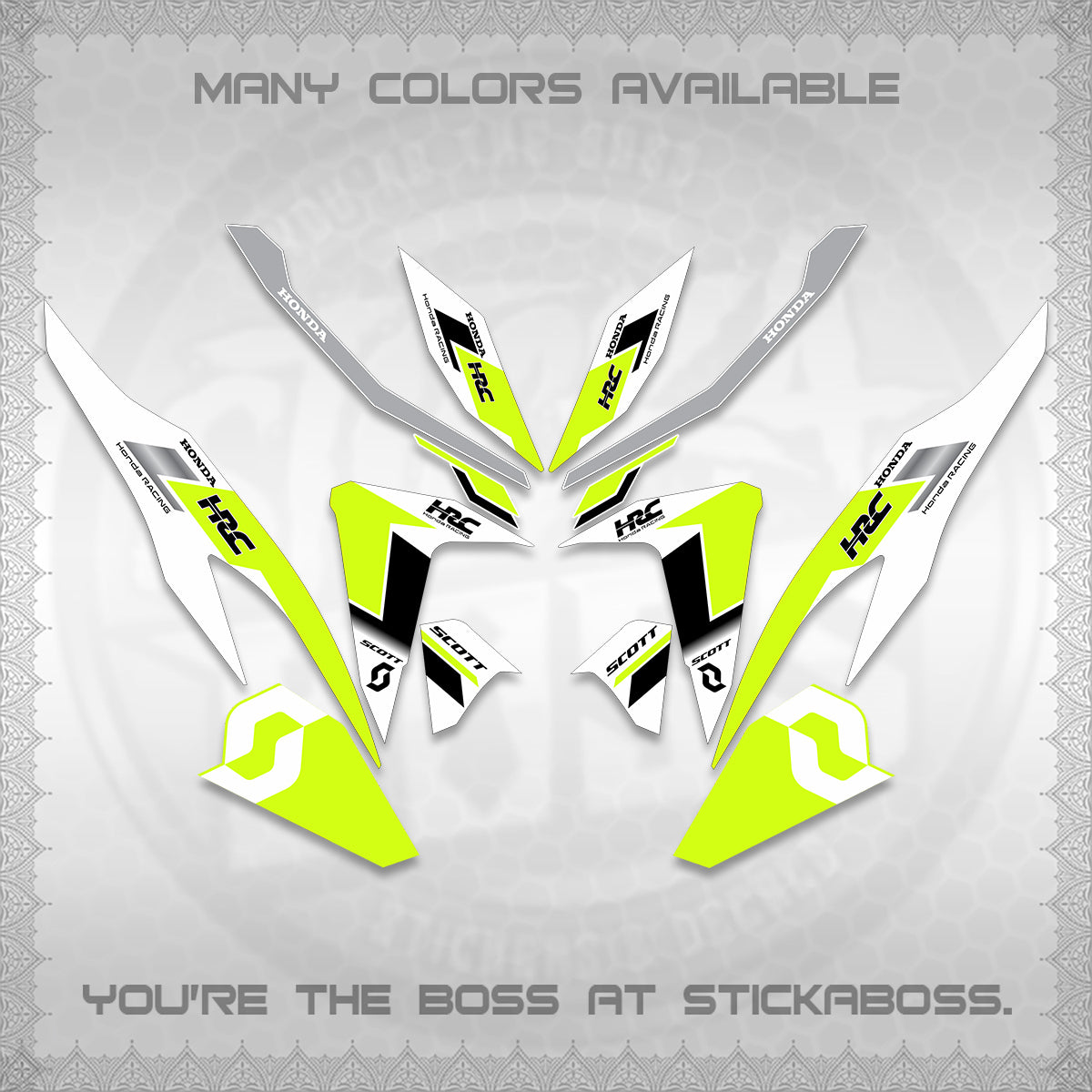 CLICK V2 FOR WHITE DECALS (SCOTTxHRC DESIGN) STICKER KITS By STICKABOSS