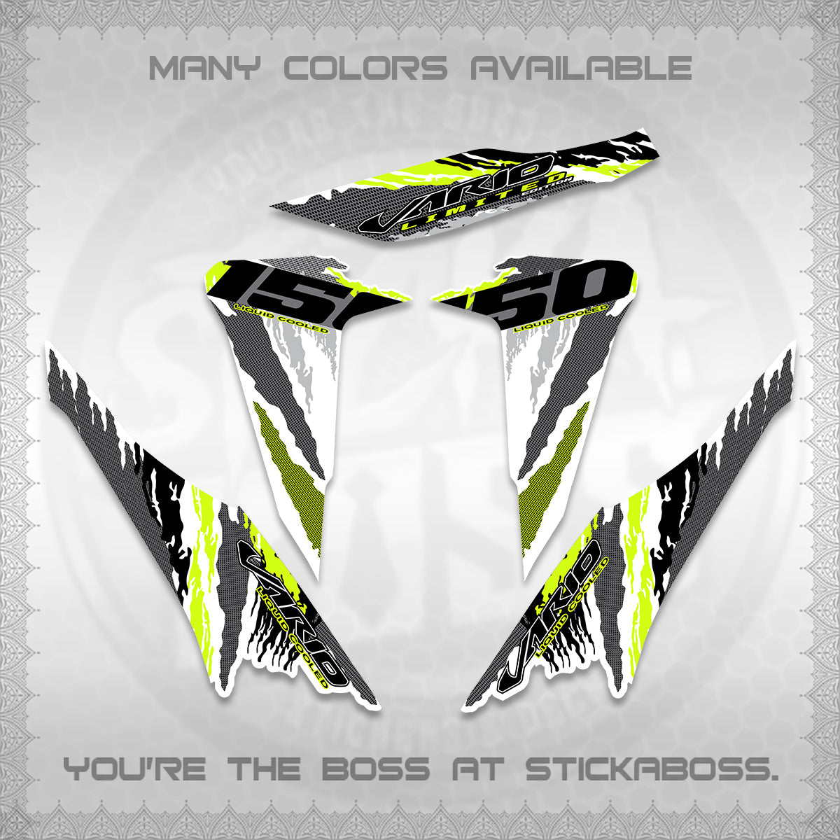 CLICK 150 V2 VARIO FOR WHITE DECALS (2022 SPECIAL SPLASH DESIGN) STICKER KITS BY STICKABOSS