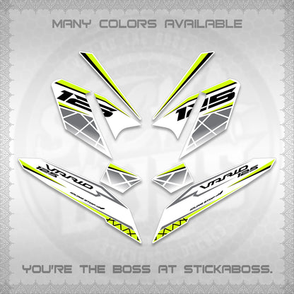 CLICK 125 V4 VARIO FOR WHITE DECALS (2026 MODERN STRIPE DESIGN) STICKER KITS BY STICKABOSS