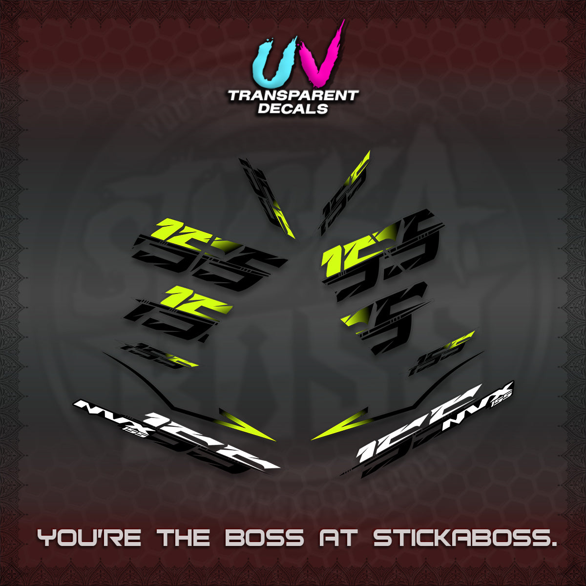 AEROX 155 V2 UV TRANSPARENT DECALS (2026 NVX VIETNAM) STICKER KITS BY STICKABOSS
