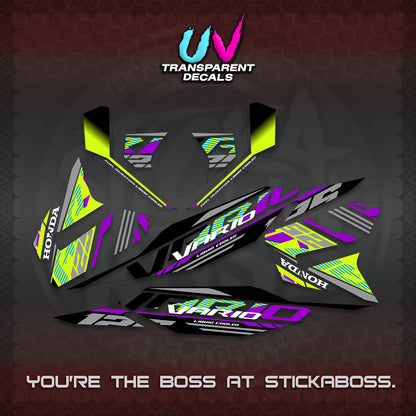 CLICK 125 V4 MALAY VARIO UV TRANSPARENT  DECALS (2026 VV12 DESIGN) STICKER KITS By STICKABOSS