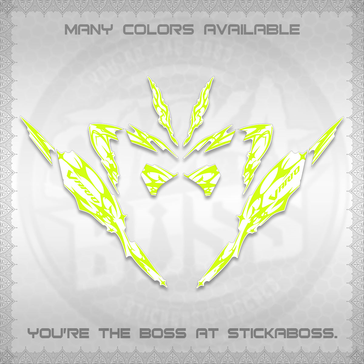 CLICK 125 V4 VARIO FOR WHITE DECALS (2026 TRIBAL LIGHTNING DESIGN) STICKER KITS BY STICKABOSS