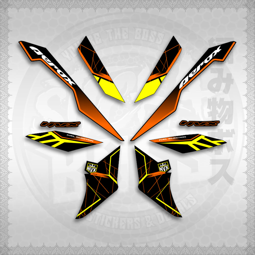 STICKER DECALS for AEROX V3 ALPHA TURBO INDO-MALAYSIAN (AV3MAMABO) By STICKABOSS (SOFIE LAMINATED WATERPROOF)