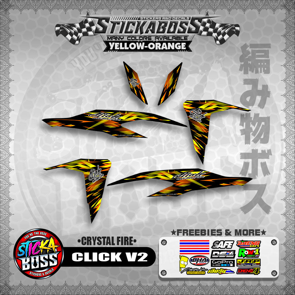 CLICK V2 STICKER DECALS ( CRYSTAL FIRE )【WITH FREEBIES】