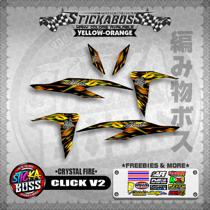 CLICK V2 STICKER DECALS ( CRYSTAL FIRE )【WITH FREEBIES】