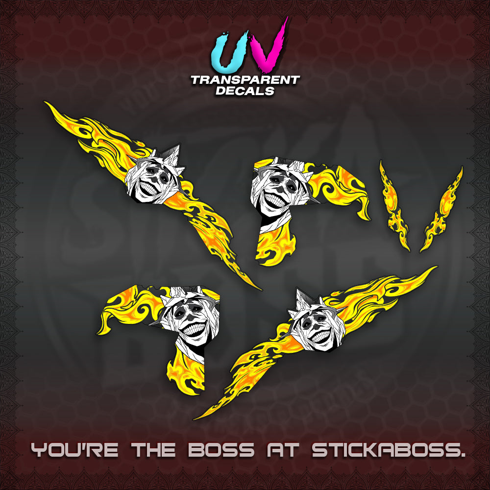 CLICK V3 UV TRANSPARENT DECALS (SOLO STATUE OF GOD DESIGN)STICKER DECALS By STICKABOSS