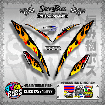 CLICK 125 / 150 V2 DECALS ( VARIO TRIBAL FIRE )【WITH FREEBIES】