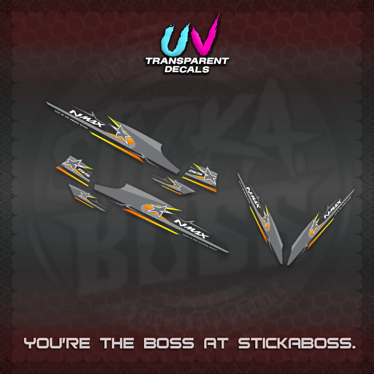NMAX V1 THAI-INDO  UV TRANSPARENT DECALS (THMI 02 DESIGN)STICKER DECALS By STICKABOSS