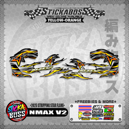 NMAX V2 STICKER DECALS ( 2025 STRIPPING STAR FLAME )【WITH FREEBIES】