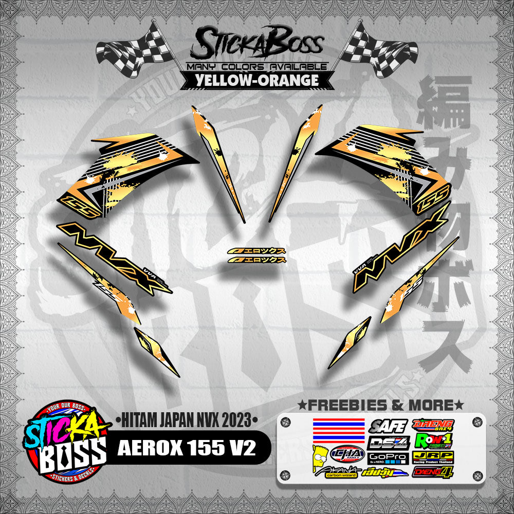 AEROX 155 V2 DECALS ( HITAM JAPAN NVX 2023 )【WITH FREEBIES】