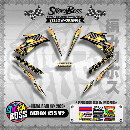 AEROX 155 V2 DECALS ( HITAM JAPAN NVX 2023 )【WITH FREEBIES】