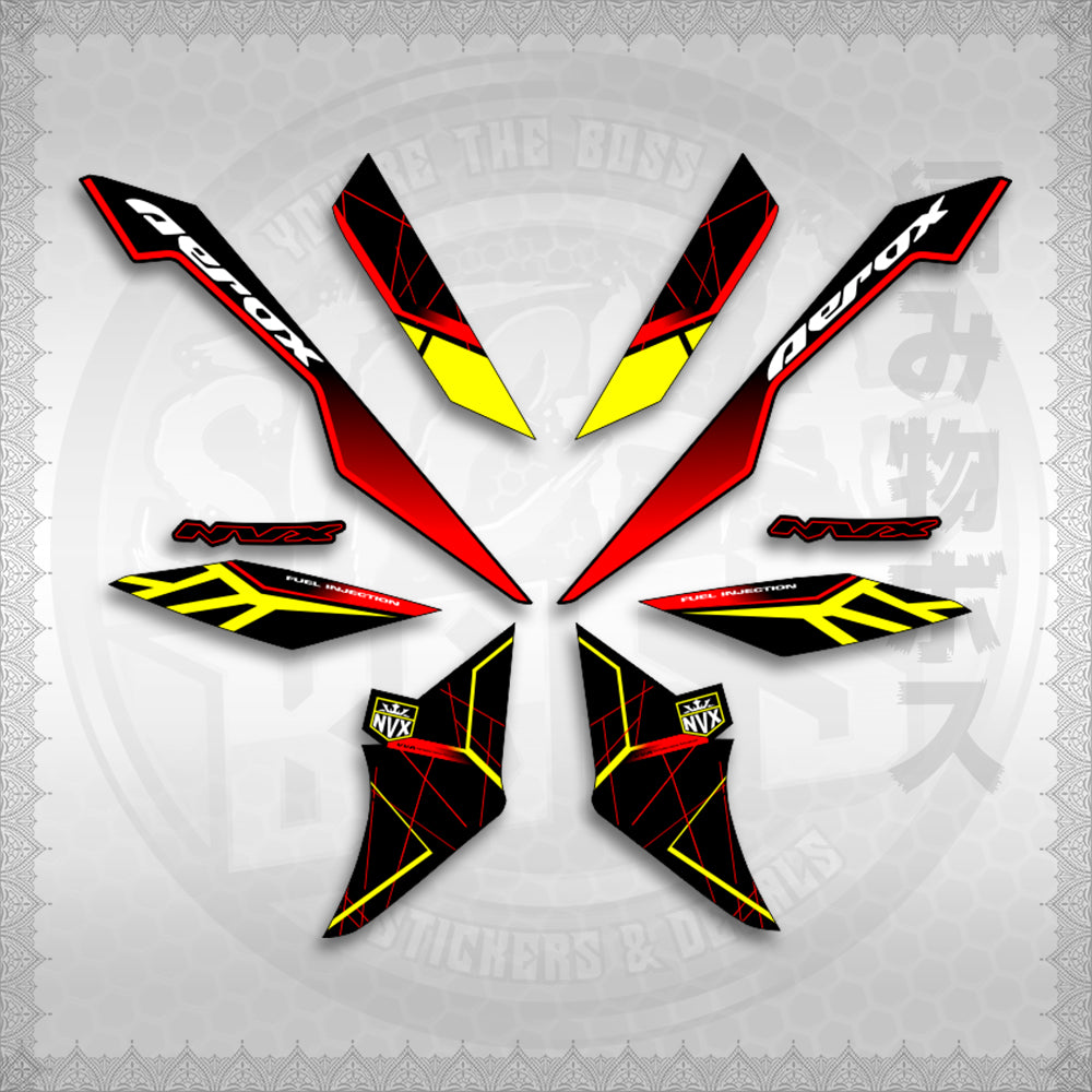 STICKER DECALS for AEROX V3 ALPHA TURBO INDO-MALAYSIAN (AV3MAMABO) By STICKABOSS (SOFIE LAMINATED WATERPROOF)