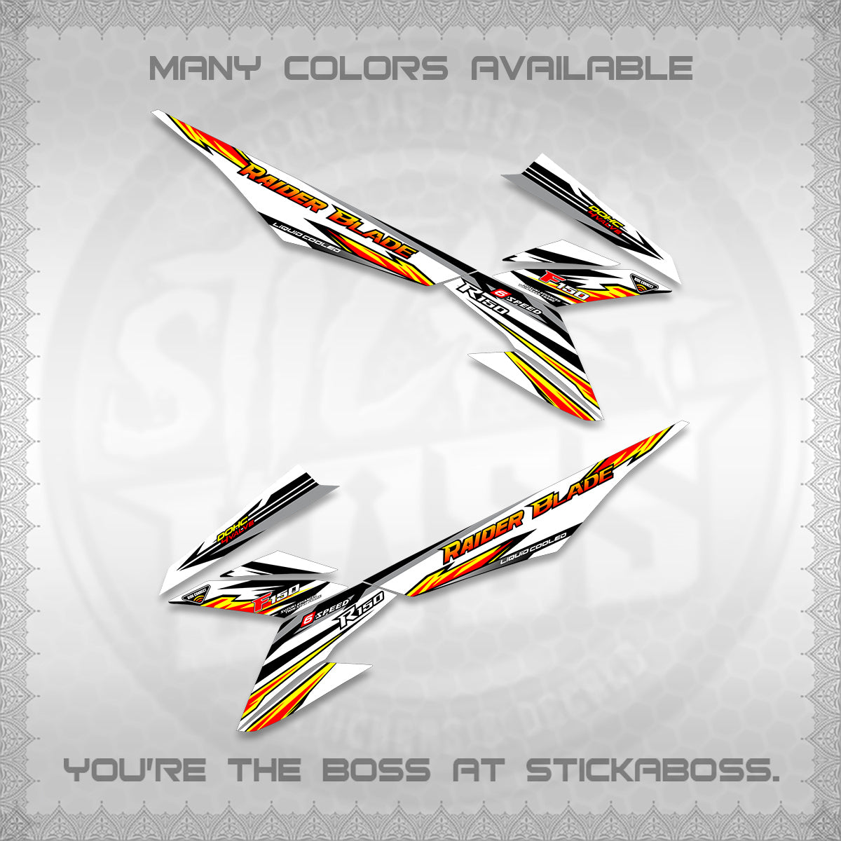 RAIDER BLADE 150 FOR WHITE DECAL(2026 NEW SHARP)STICKER DECALS By STICKABOSS