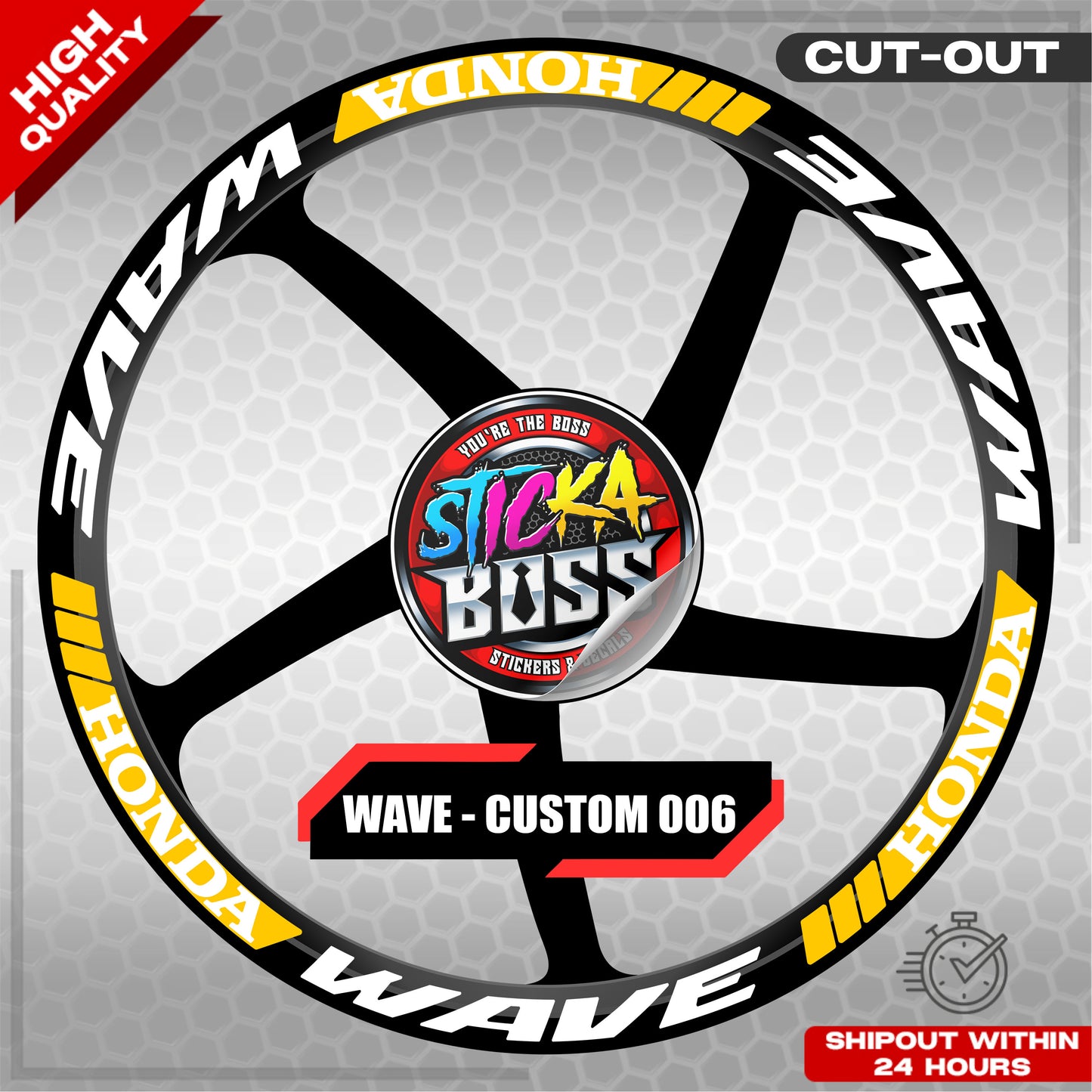WAVE 110 / 125 MAG STICKER SET ( 2 MAGS ) - CUSTOM 006 | VINYL WATERPROOF CUT-OUT DECALS