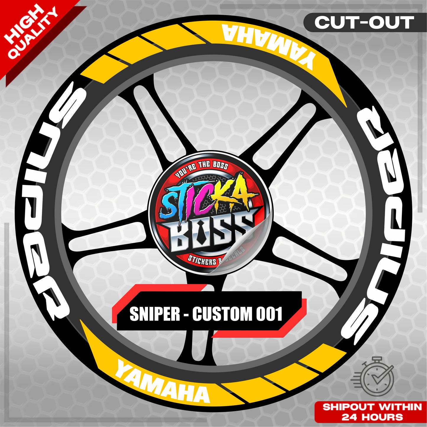 SNIPER 150 / 155 MAGS STICKER SET  ( 2 MAGS ) - CUSTOM 001 | VINYL WATERPROOF CUT-OUT DECALS