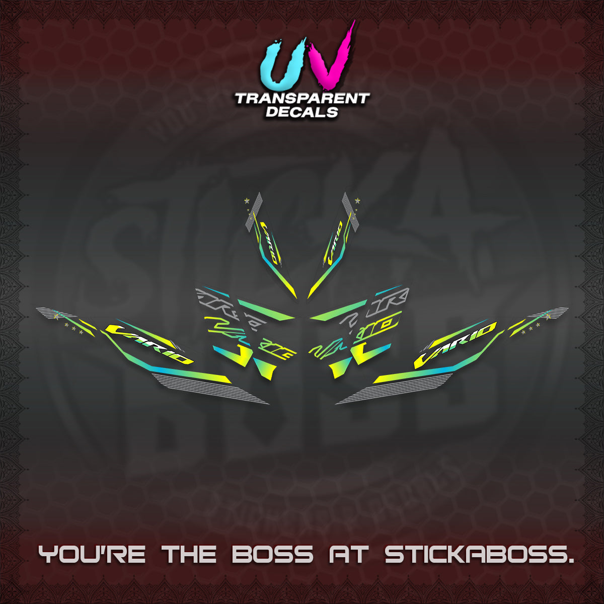 CLICK 125 V4 VARIO UV TRANSPARENT DECALS (2026 WHITE EDITION DESIGN) STICKER KITS By STICKABOSS