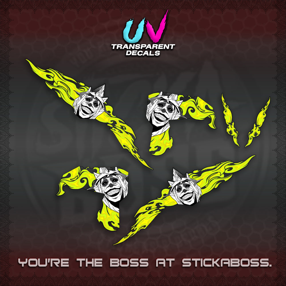 CLICK V3 UV TRANSPARENT DECALS (SOLO STATUE OF GOD DESIGN)STICKER DECALS By STICKABOSS