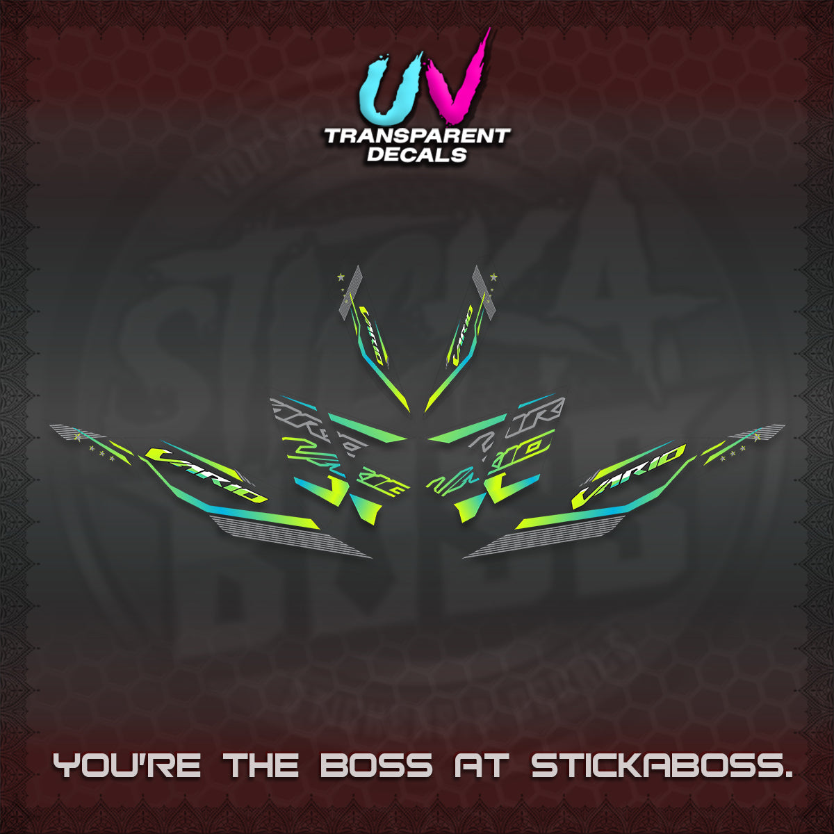 CLICK 125 V4 VARIO UV TRANSPARENT DECALS (2026 WHITE EDITION DESIGN) STICKER KITS By STICKABOSS