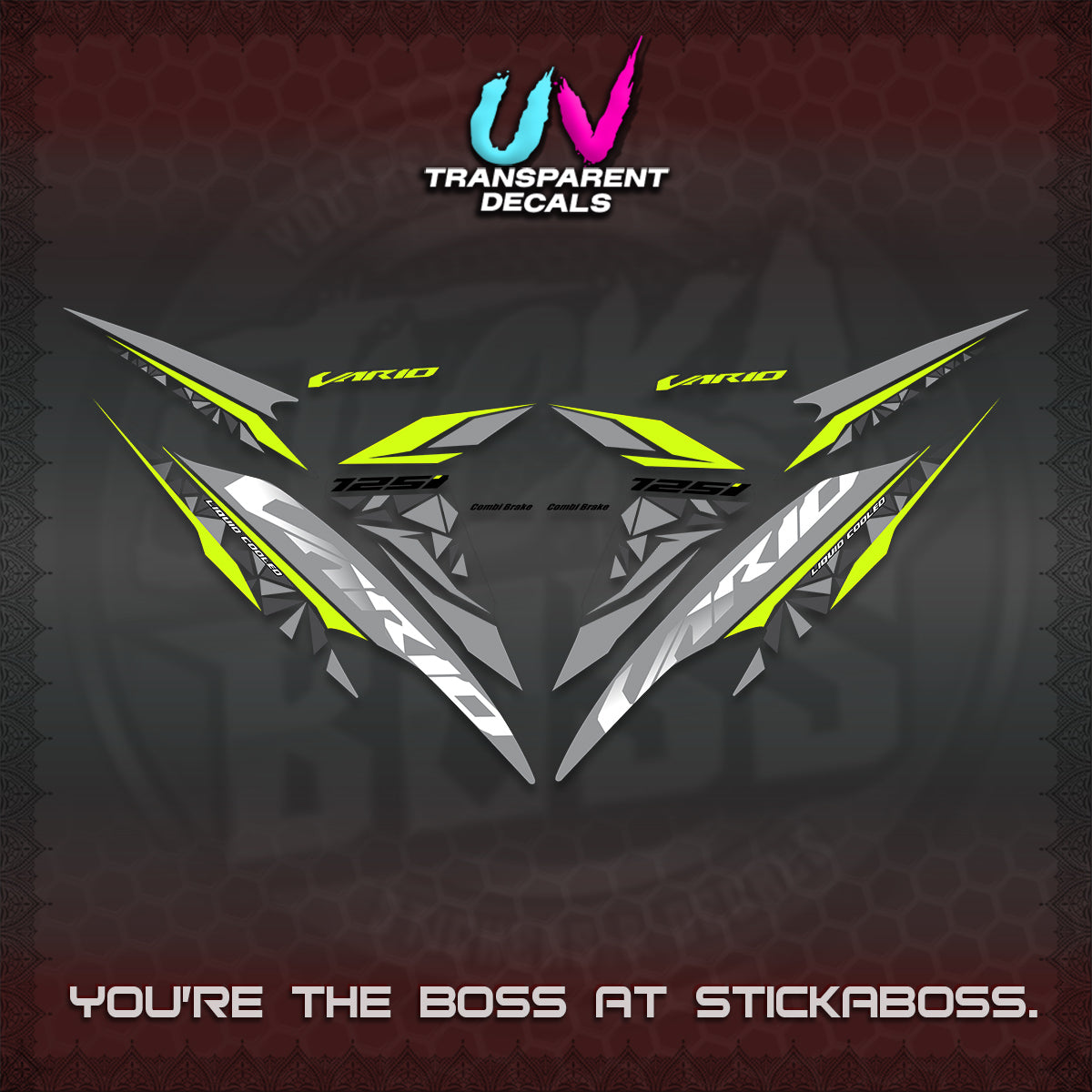 CLICK 125 V2 VARIO UV TRANSPARENT DECALS (2018–2022 STYLE DESIGN) STICKER DECALS BY STICKABOSS
