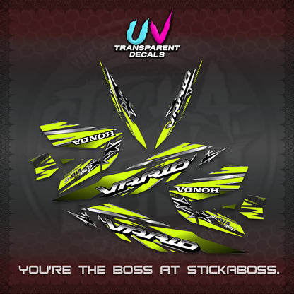 CLICK 125 V4 VARIO UV TRANSPARENT DECALS (2026 BLACK STAR DESIGN) STICKER DECALS By STICKABOSS