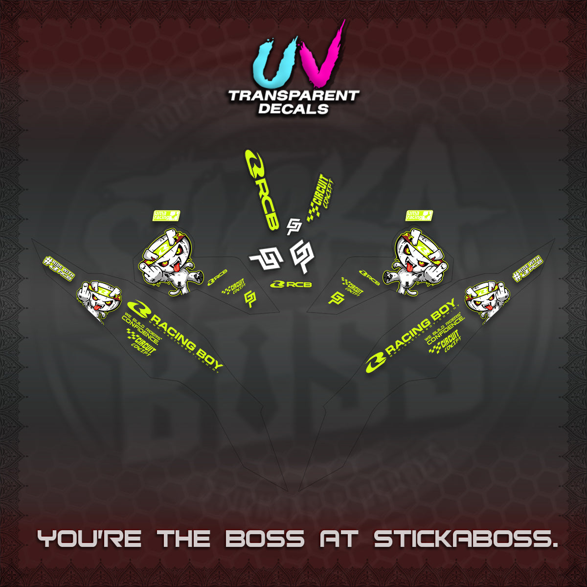 CLICK V3 UV TRANSPARENT DECALS (2026 RACE ZOMBIE DESIGN)STICKER DECALS By STICKABOSS