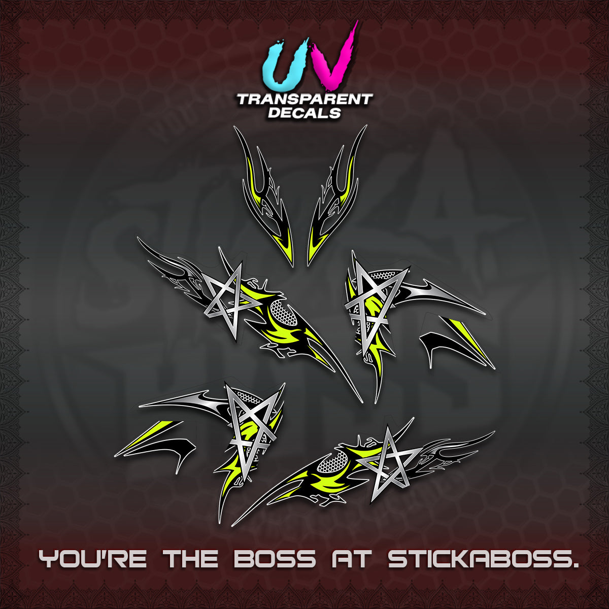 CLICK 125 V3 UV TRANSPARENT DECALS (2026 TRIVALY STAR DESIGN)STICKER DECALS By STICKABOSS