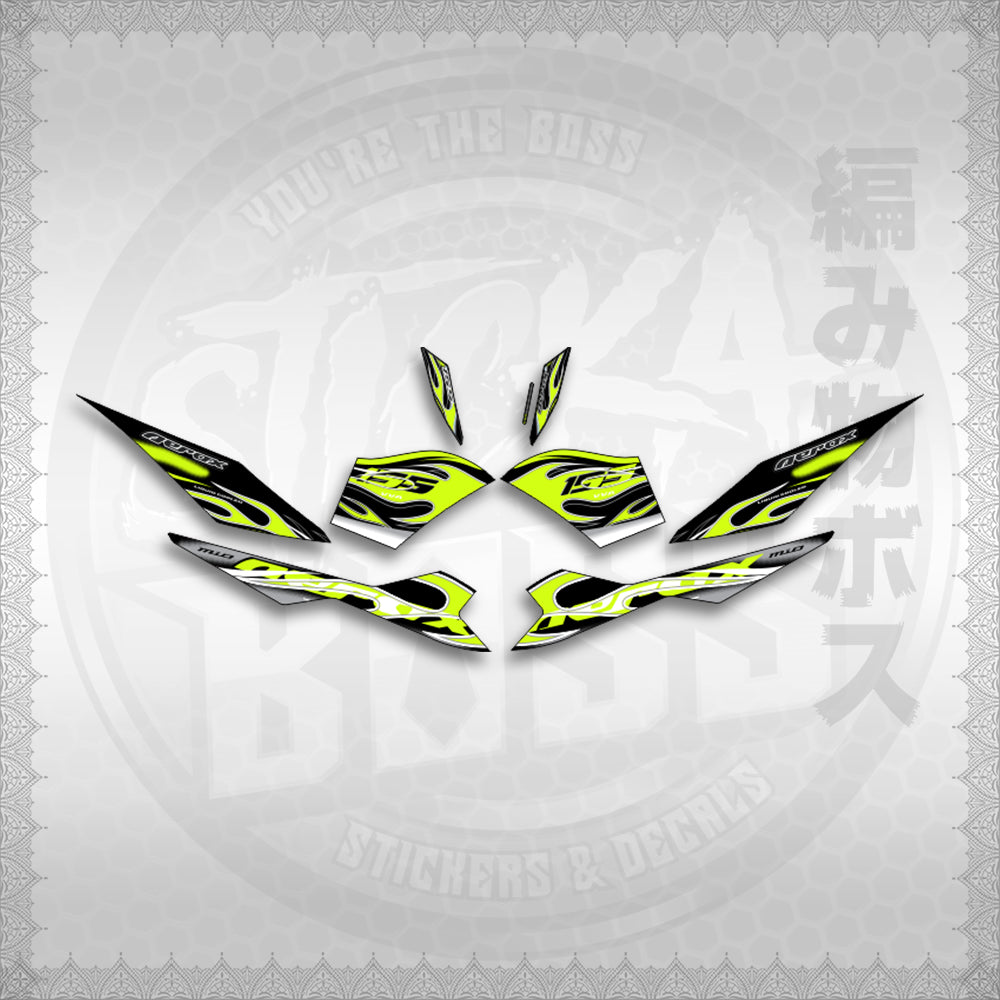 STICKER DECALS for AEROX V3 ALPHA TURBO INDO (AV311TRED) By STICKABOSS (SOFIE LAMINATED WATERPROOF)