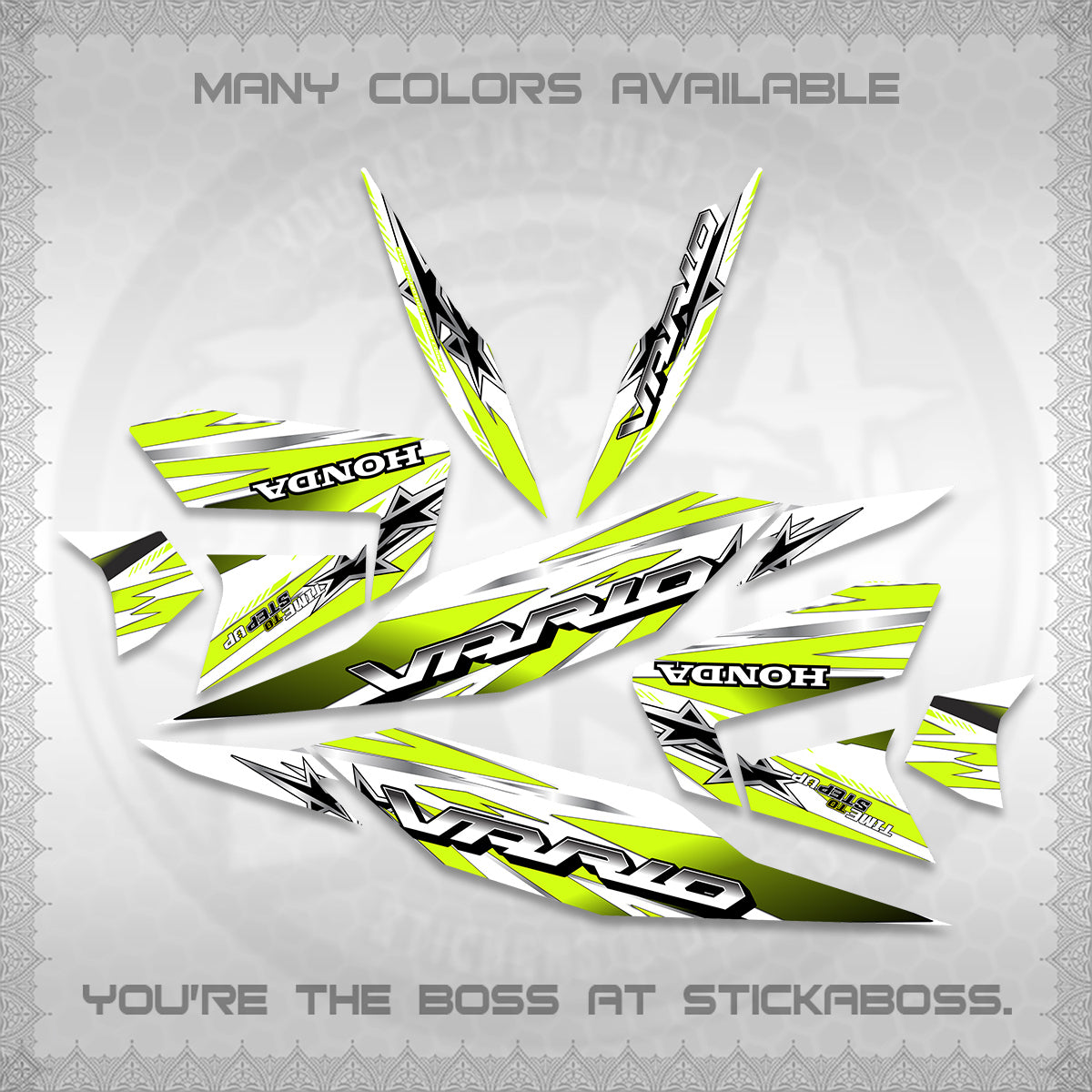 CLICK 125 V4 VARIO FOR WHITE DECALS (2026 BLACK STAR DESIGN) STICKER DECALS By STICKABOSS