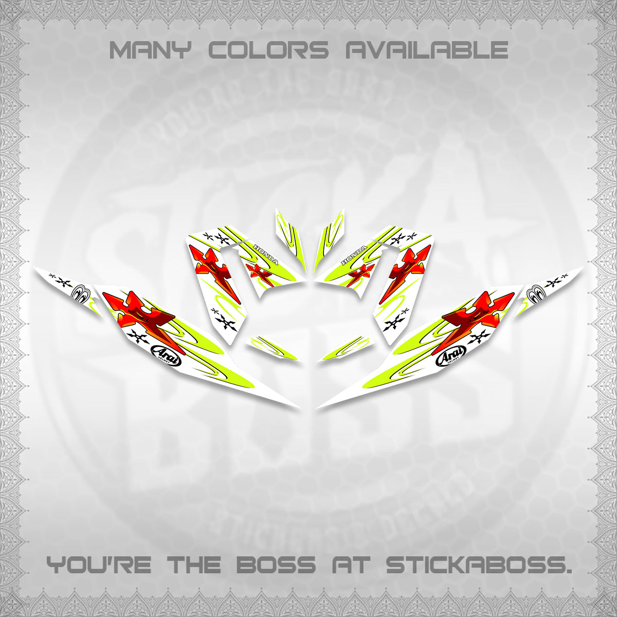 CLICK 125 V4 FOR WHITE DECALS (2026 ARAI STAR RACING DESIGN) STICKER DECALS By STICKABOSS