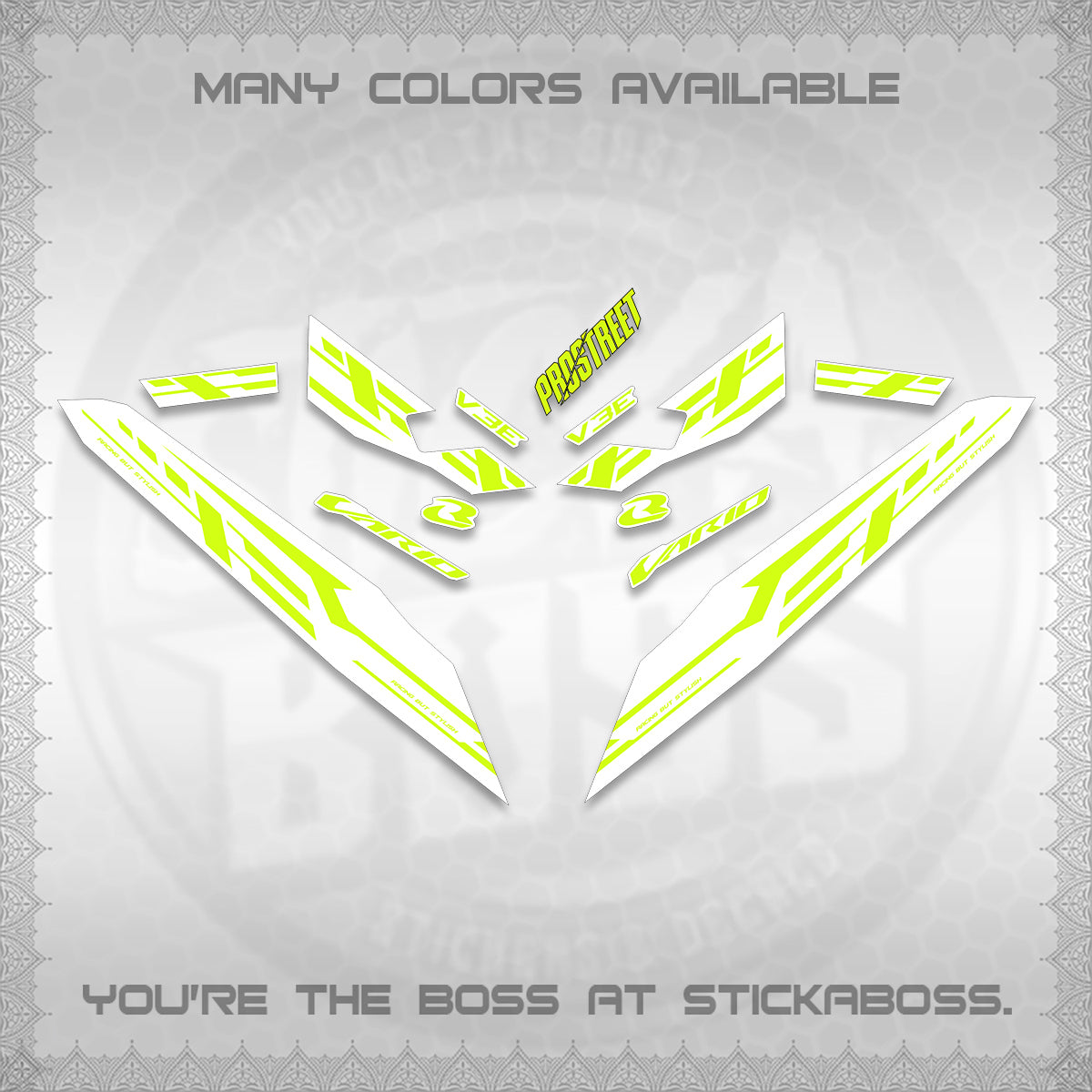 CLICK V3 FOR WHITE VARIO DECALS (2026 V3E 001 DESIGN)STICKER DECALS By STICKABOSS