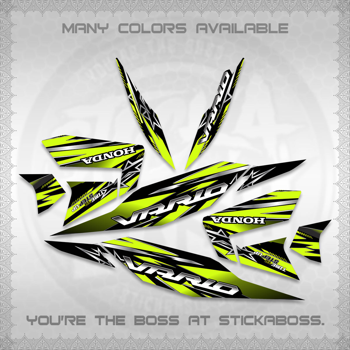 CLICK 125 V4 VARIO DECALS (2026 BLACK STAR DESIGN) STICKER DECALS By STICKABOSS