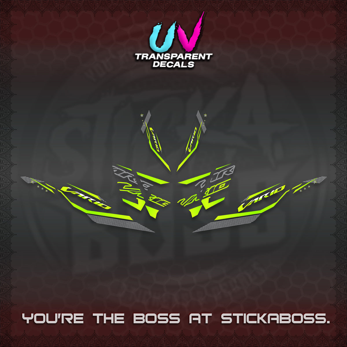 CLICK 125 V4 VARIO UV TRANSPARENT DECALS (2026 WHITE EDITION DESIGN) STICKER KITS By STICKABOSS
