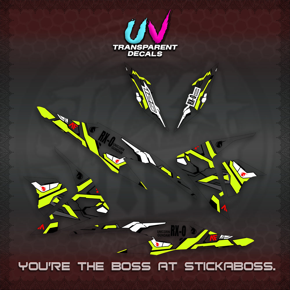CLICK V2 UV TRANSPARENT VARIO DECALS (RX-O UNICORN GD)STICKER DECALS By STICKABOSS