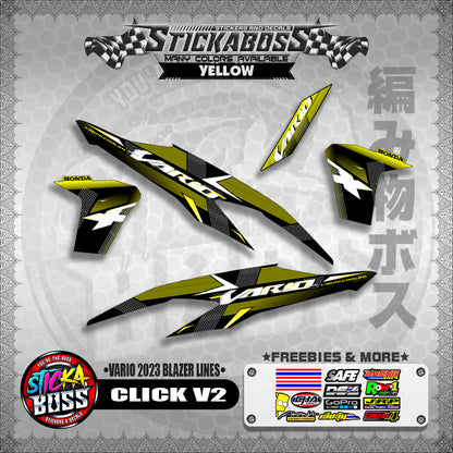 CLICK V2 STICKER DECALS ( VARIO 2023 BLAZER LINES )【WITH FREEBIES】