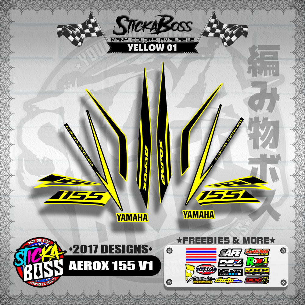 AEROX 155 V1 STOCK DECALS ( 2017 DESIGNS ) 【WITH FREEBIES】